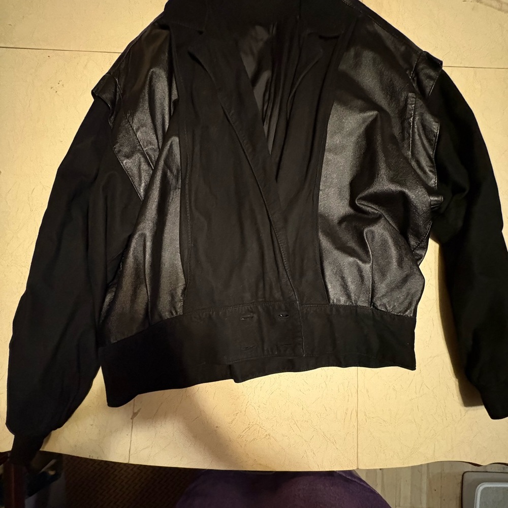 Black Women's Mixed-Material Jacket